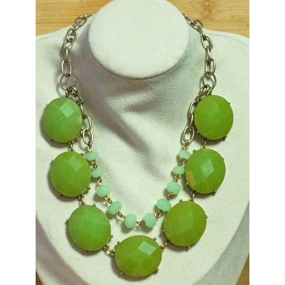 Vintage Premier Designs Green Faceted Necklace with Detachable Matching Bracelet - Picture 2 of 9